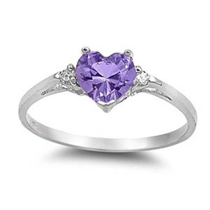 Huitan Mood Ring with Lovely Heart Design Brilliant CZ Prong Setting Silver Plated Best Christmas New Year Gift Rings for Women