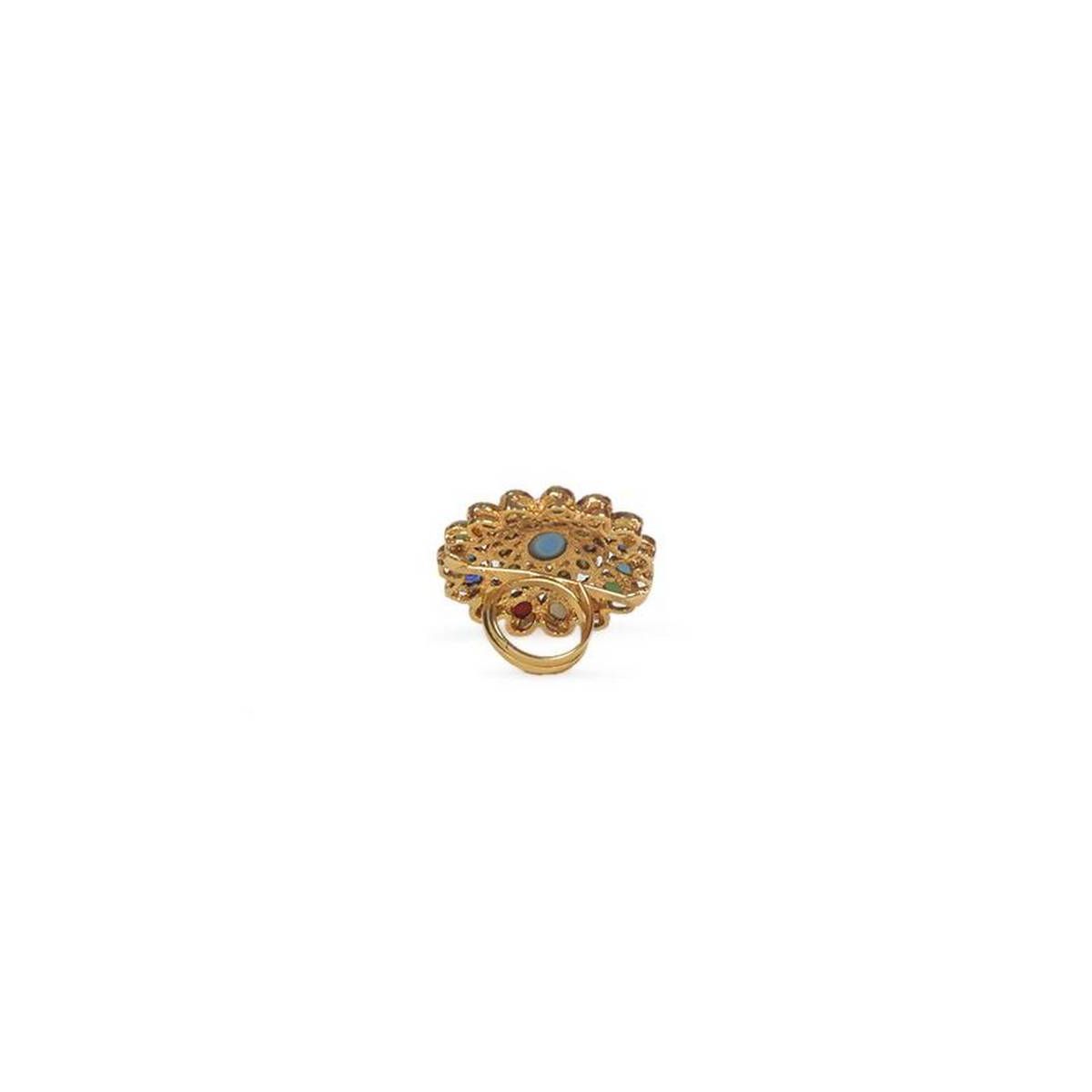 Multicolor Gold Plated And Copper Stone Setting Fingrring For Women