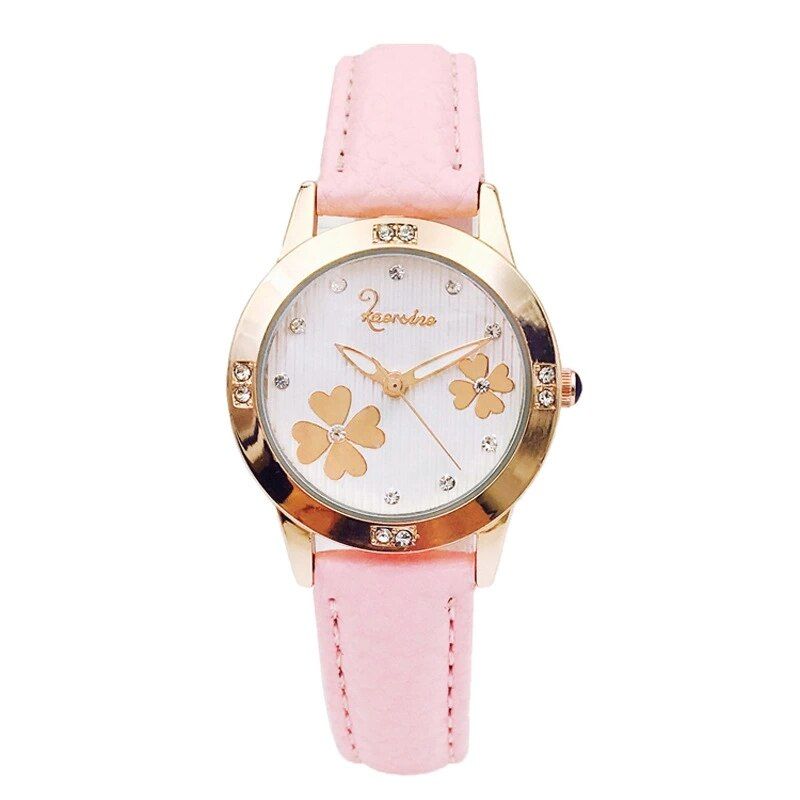 Fashionable children flower watch girl waterproof junior high school night light lovely girl girl style Korean version is simple