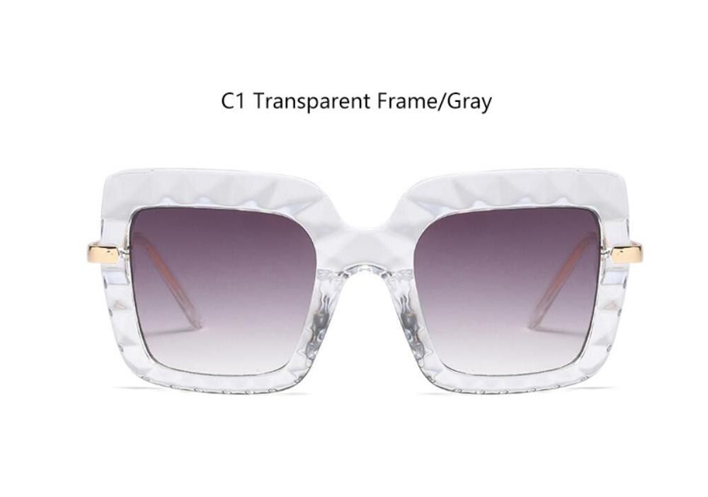 C1 clear frameWomen's Oversized Square Sunglasses Brand Designer Fashion Transparent Crystal Frame Sun Glasses Unisex 2020 Shiny Black Glasses