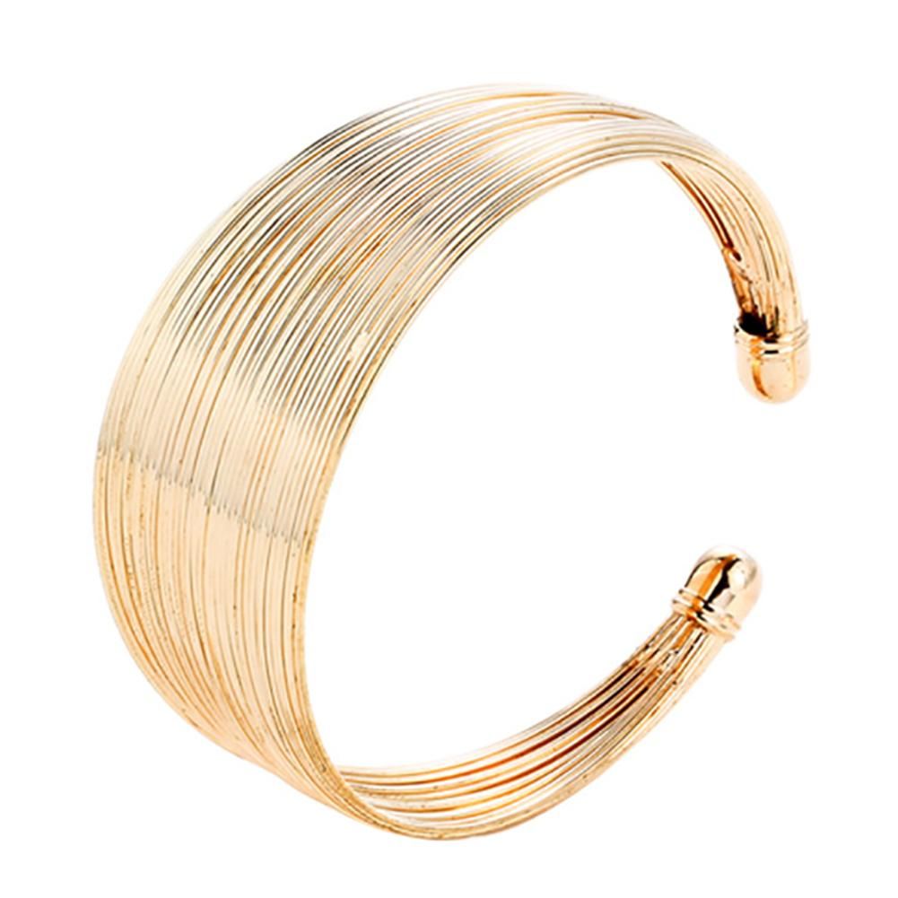 Women Multi Wire Circle Opening Bangle Adjustable Cuff Bracelet
