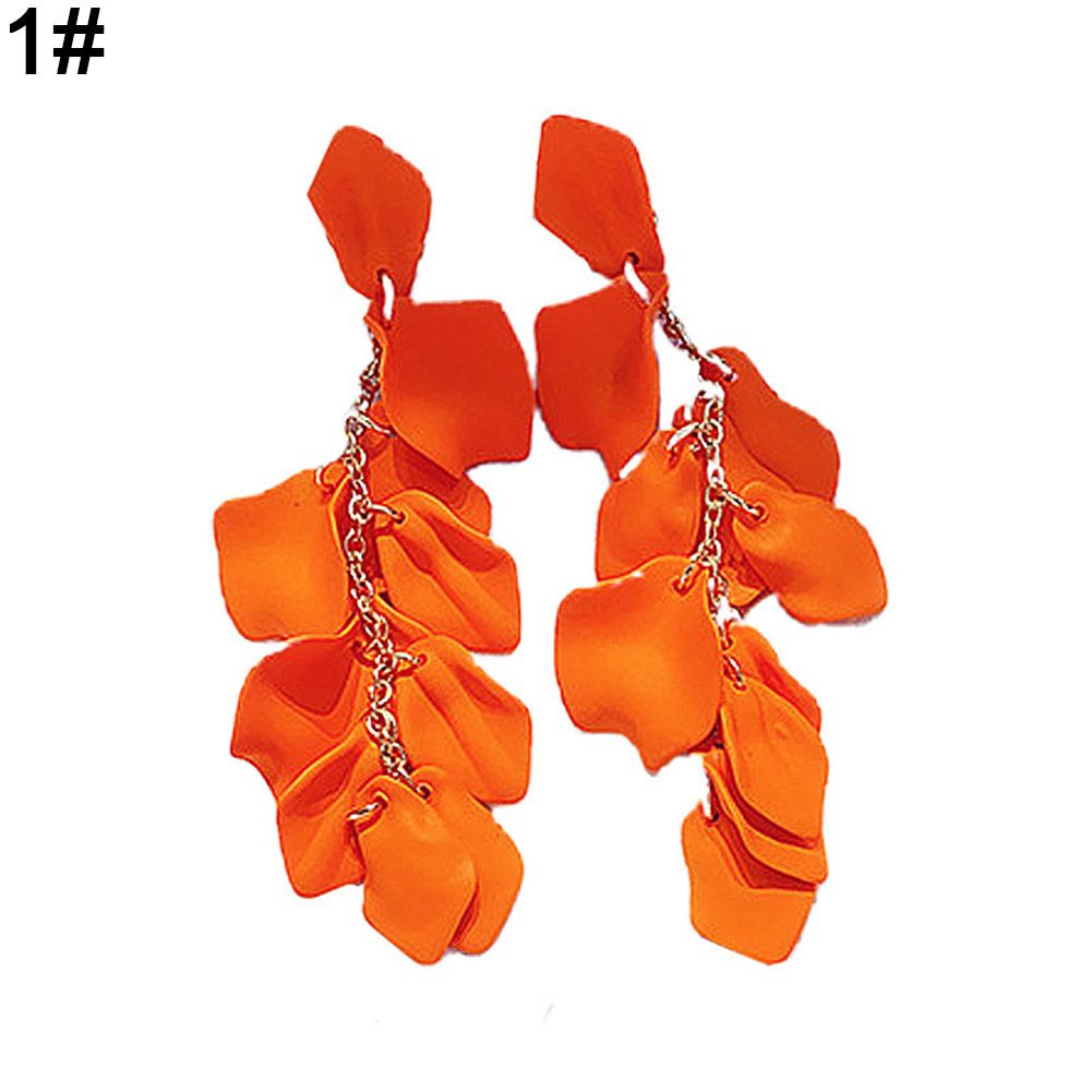 Fashion Women Flower Petal Dangle Drop Hoop Hook Earrings Holiday Jewelry Gift