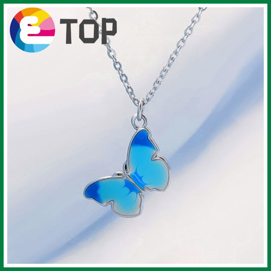 Colorful Butterfly Necklace Women'S Korean Niche Design Sense Dream Colorful Butterfly Clavicle Chain