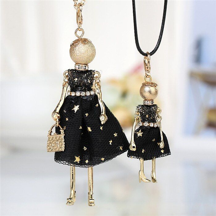 Statement Flower Doll Necklace Dress Handmade French Doll Pendant 2018 News Alloy Girl Women Flower Fashion Jewelry