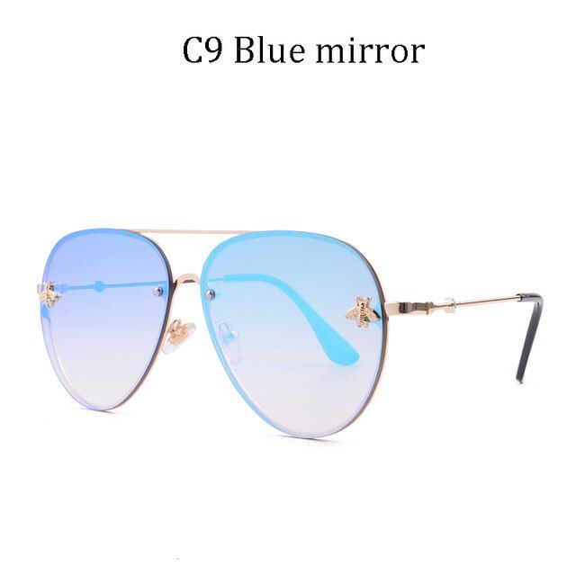 8839 C9Luxury Brand Designer Female Rimless 2020 Sunglasses aviation Women Sun Glasses Gradient Shades Little bee Lens Ladies UV400