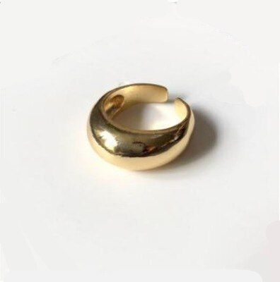 HUANZHI  Chic Personality Gold Color Metal Fat Open Rings Minimalist Design Finger Rings for Women Girls Party Jewelry Gifts