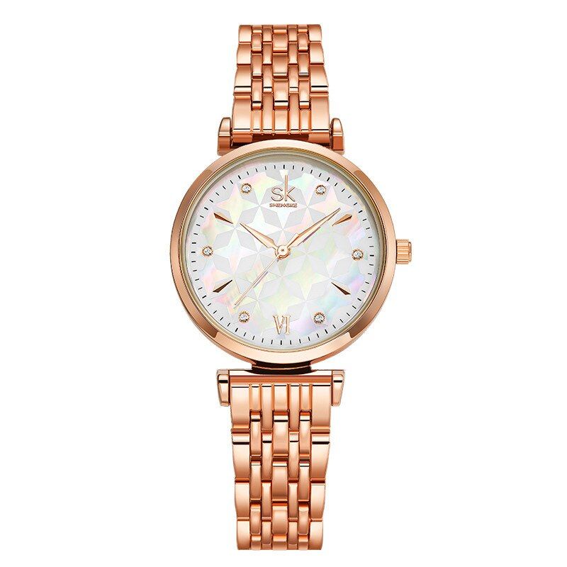 Fashion Rose Gold Women Watches Rhinestone Crystal Shiny Unique Ladies Watch Stainless Steel Top Brand Casual Wristwatch Gift