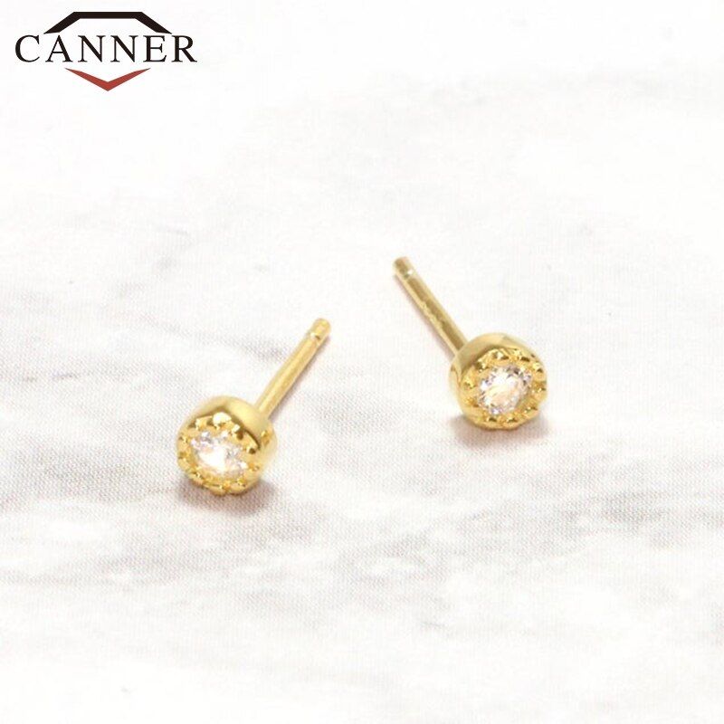 CANNER 100% 925 Sterling Silver Stud Earrings For Women Crystal CZ Cute Star Earring Piercing Earings Jewelry pendientes