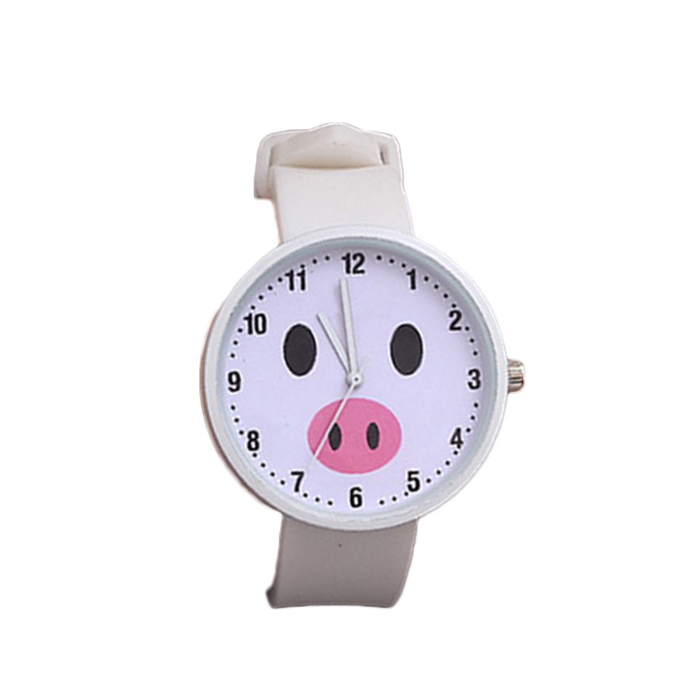 Cute Women Fish Pig Round Dial Silicone Band Arabic Numbers Analog Quartz Watch