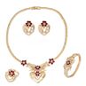 Women\'s Wedding Flower Rhinestone Ring Earrings Neckle Brelet Jewelry Set
