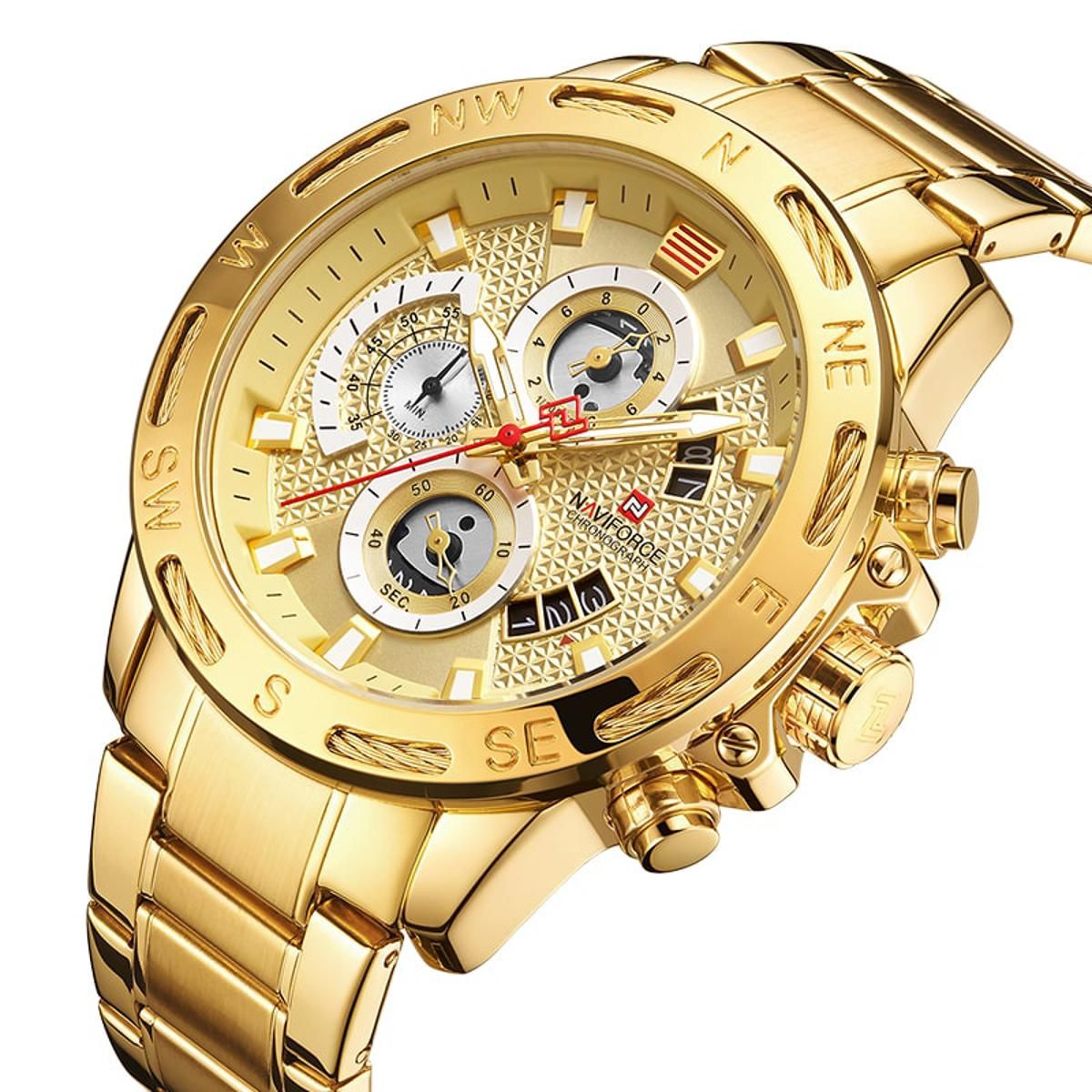 PrevNext Naviforce Stylish mens watch golden