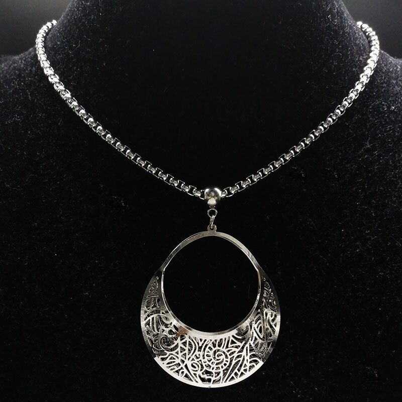 2020 Fashion Big Round Flowers Stainless Steel Necklace Women Jewerly Silver Color Choker Necklace Jewelry gargantilla N17932