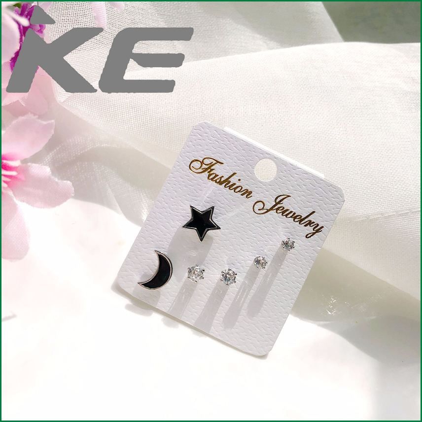 Hypoallergenic earrings Korean three-piece set of zircon earrings Simple geometric earrings for women for gilrs for women low price