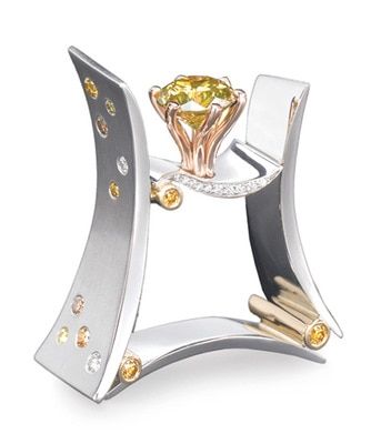 Luxury Male Female Square Crystal Stone Ring Yellow Rhinestone Wedding Jewelry Promise Engagement Rings For Men And Women