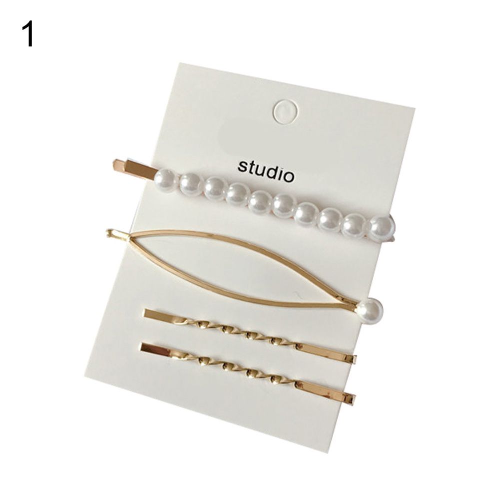 4Pcs/Set Girls Bowknot Heart   Pearl Hairpin Hair Clip Barrette Headwear Gift