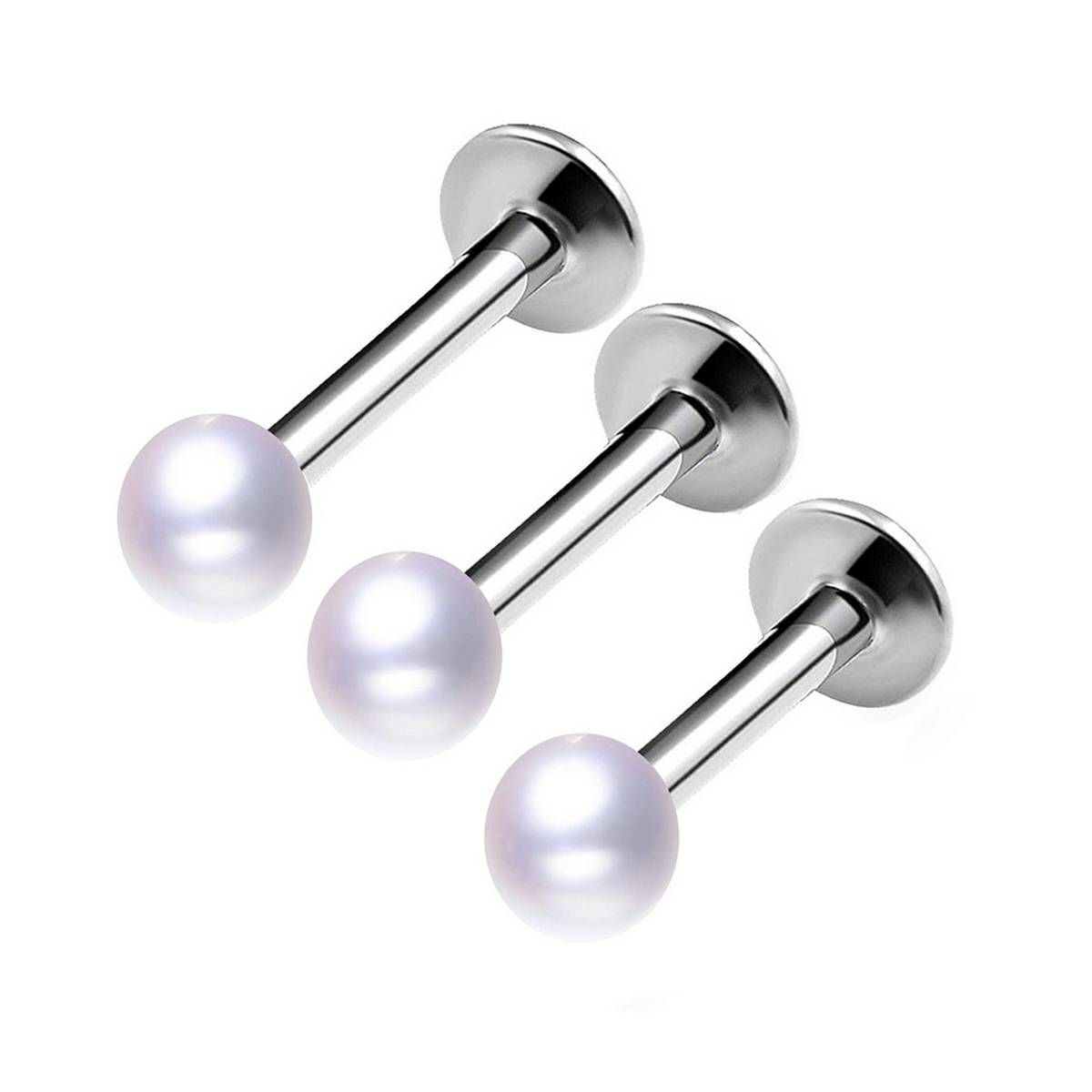 1Pc Unisex Faux Pearl Labret Lip Nose Ring Ear Stud Piercing Cartilage Jewelry