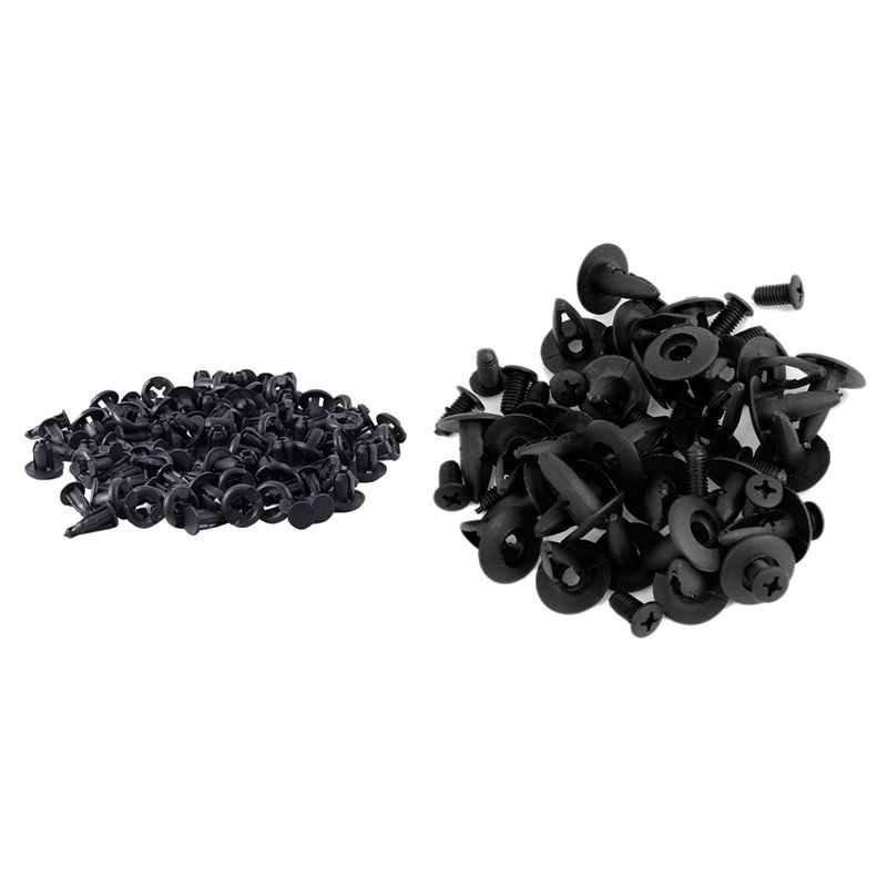 30Pcs 6mm Hole Dia Black Plastic Rivets Fastener Fender & 50PC Car 10mm Hole Dia Plastic Rivets Fastener Fender Push Pin