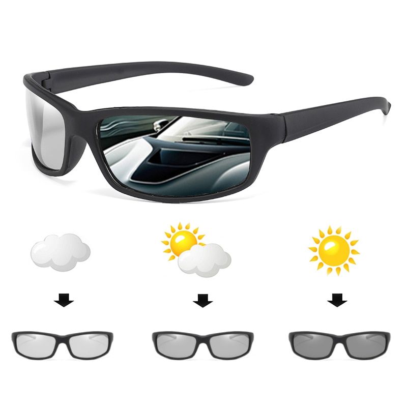 Brand Design Square Photochromic Sunglasses Men Polarized Glasses Retro Women Chameleon Sunglasses For Driving Black UV400 Gafas