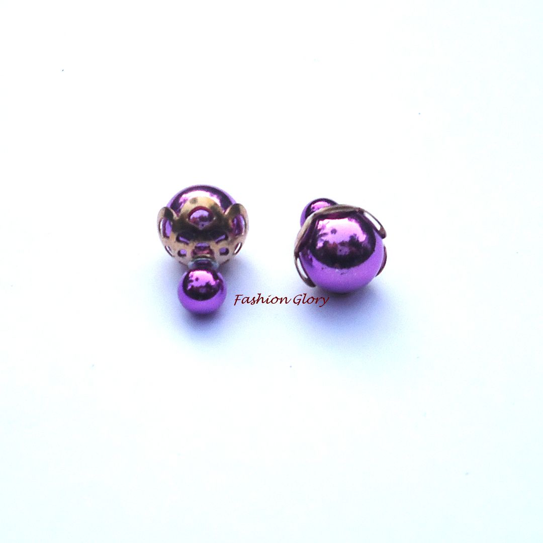 Fashionable Solid Color With Flower Deigned  Double-Sided Earrings Women and Girls.