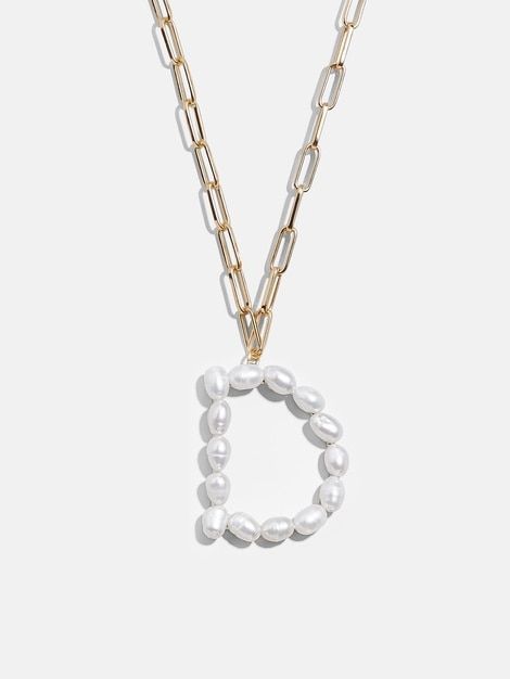 LUNA CHIAO Fresh Water PEARL INITIAL PENDANT Curb Thick Chain Link Necklace for Women