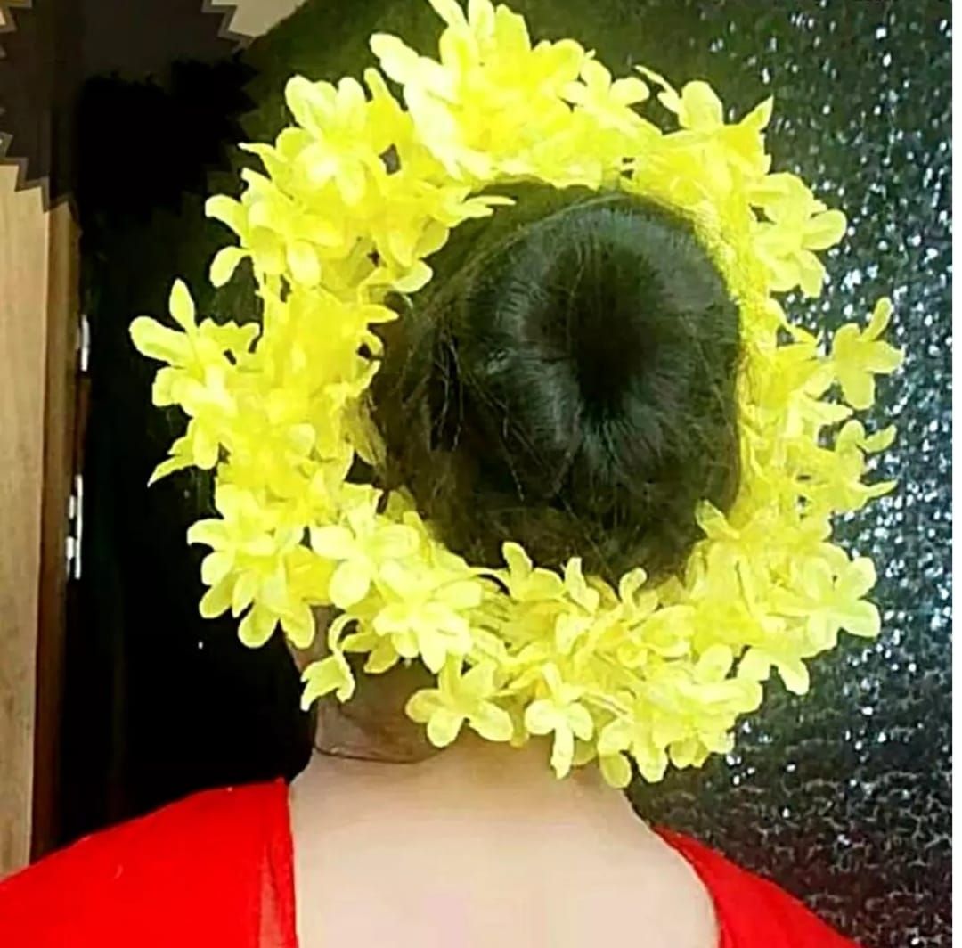 Artificial Hair Flower For Woman gajra flower hair . Yellow,