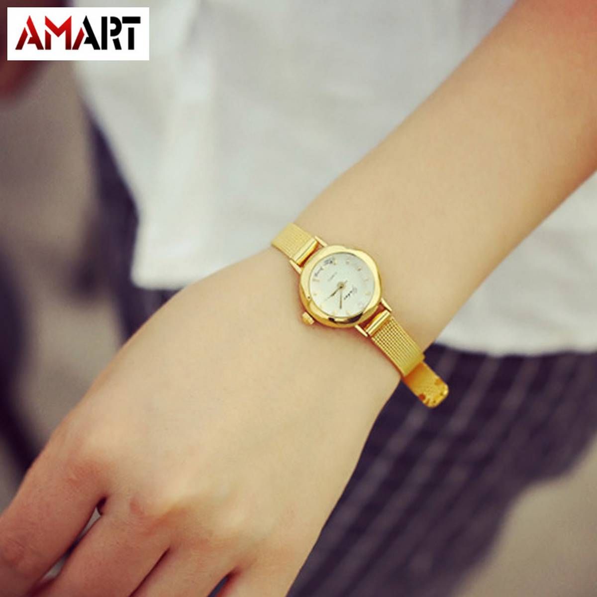 Simple Women Lady Bracelet Watches Alloy Strap Mini Clock Dial Analog Quartz Watch Casual Wristwatch Gifts