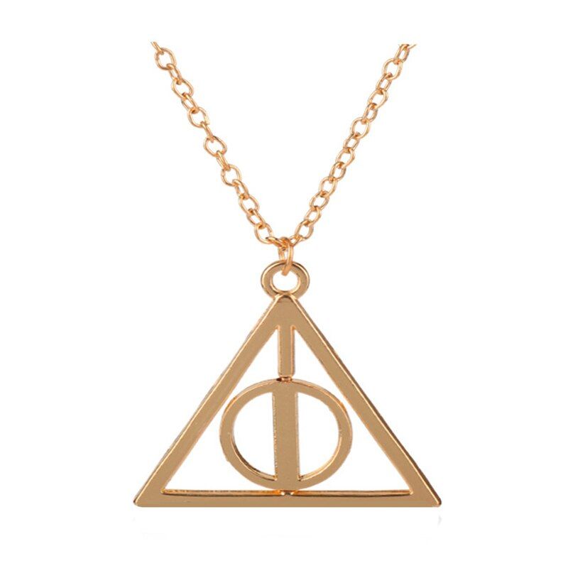 Movie School Women Necklace Triangle Deathly Hallows Time Turner Owl Phoenix Golden Snitches Pendant Choker Jewelry Gift