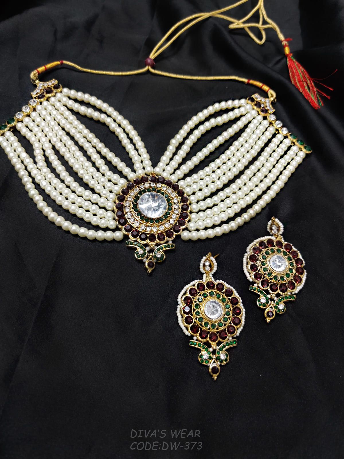 Indian pearl stone choker set jewelry set necklace