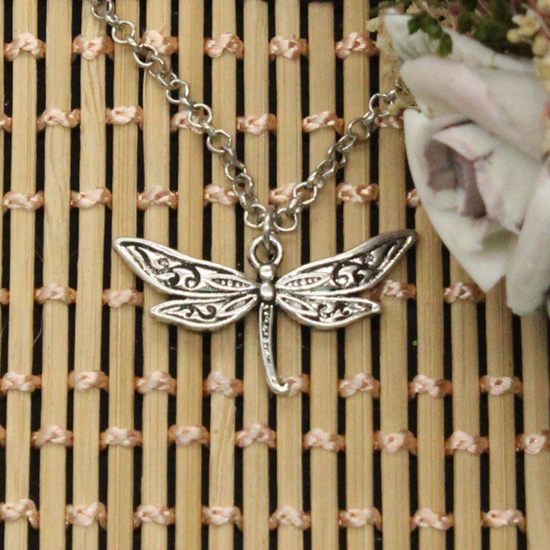 New Fashion Necklace Dragonfly 31x18mm Silver Color Pendants Short Long Women Men Colar Gift Jewelry Choker
