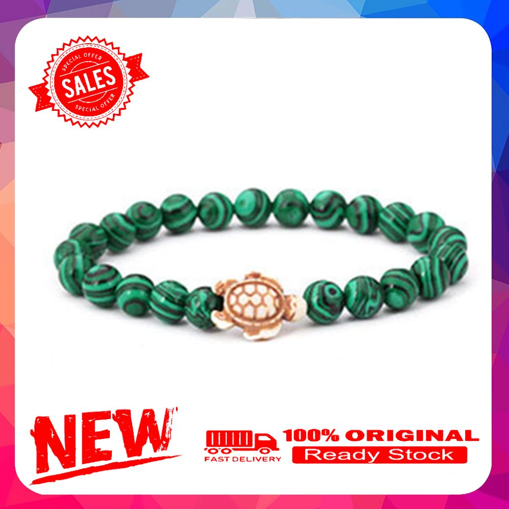Fashion Unisex Turtle Natural Stone Beads Charm Bracelet Bangle Jewelry Gift