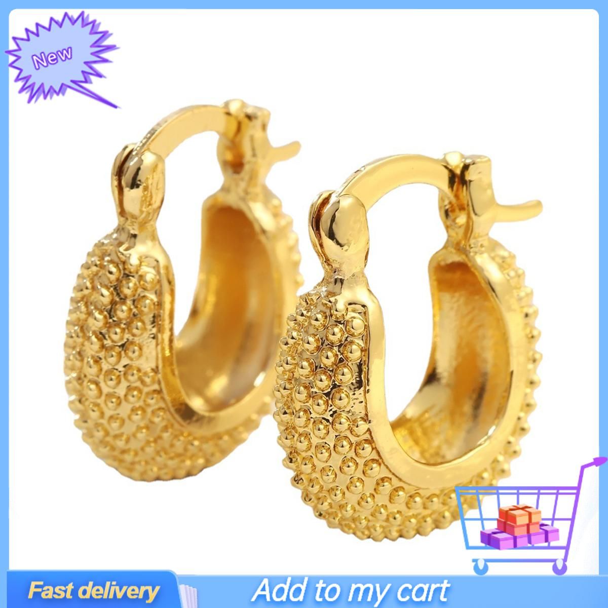 Hoop Earrings Fine Workmanship Durable Alloy Electroplating U Shaped Uneven Ear Hoops for Banquet