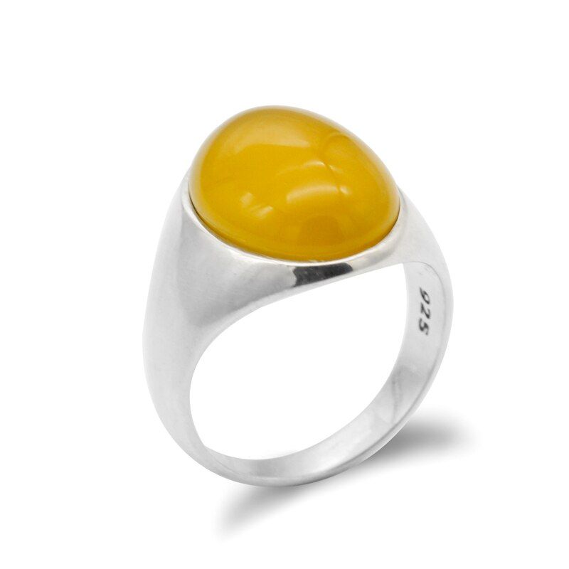925 Sterling Silver Men Ring with Black Natural Onyx Stone Ring for Men Women Turkish Handmade Jewelry