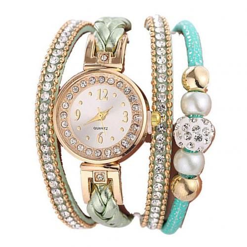 Women Multi-layer Rhinestone Bead Decor Bracelet Watch ers Button Multi Layer Bracelet Quartz Watch Women Watches