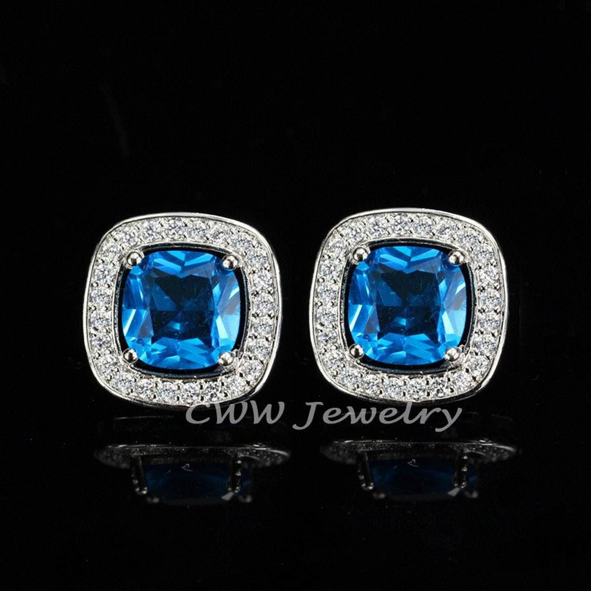 CWWZircons 8 Color Options High Quality Square Shaped Zircon Stone And Pink Crystal Fashion Stud Earrings for Women CZ364