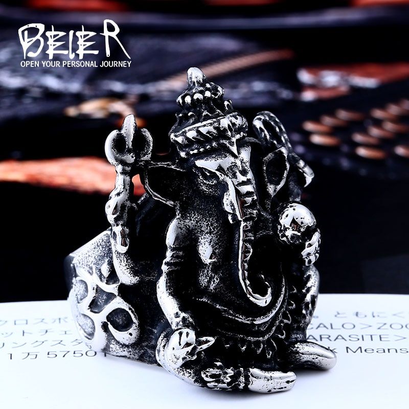 Beier new store 316L Stainless Steel ring Men Thailand Buddha elephant  Thai Pikanet GANESHA GANESH men jewelry  LLBR8-105R