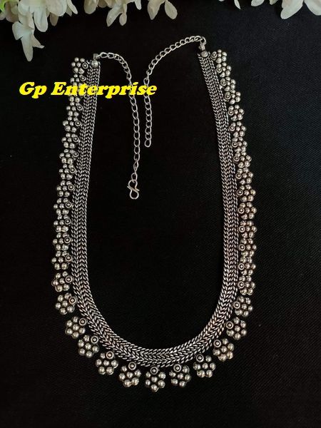 German Silver Oxidised Long Necklace set for women