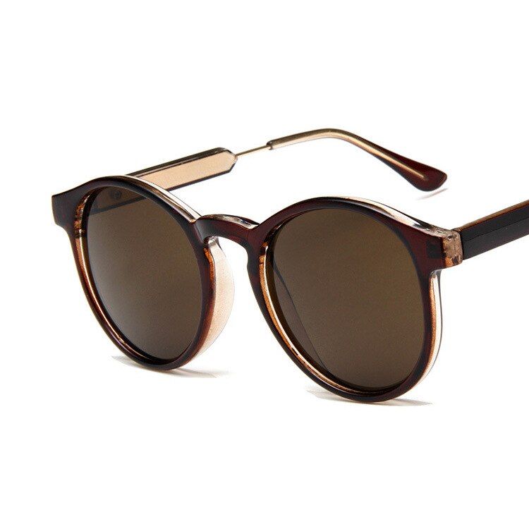 brownHigodoy Classic Round Sunglasses Women Mens Eyewear Frames Retro Ladies Metal Sunglasses Uv400 Protection Gafas De Sol De Los