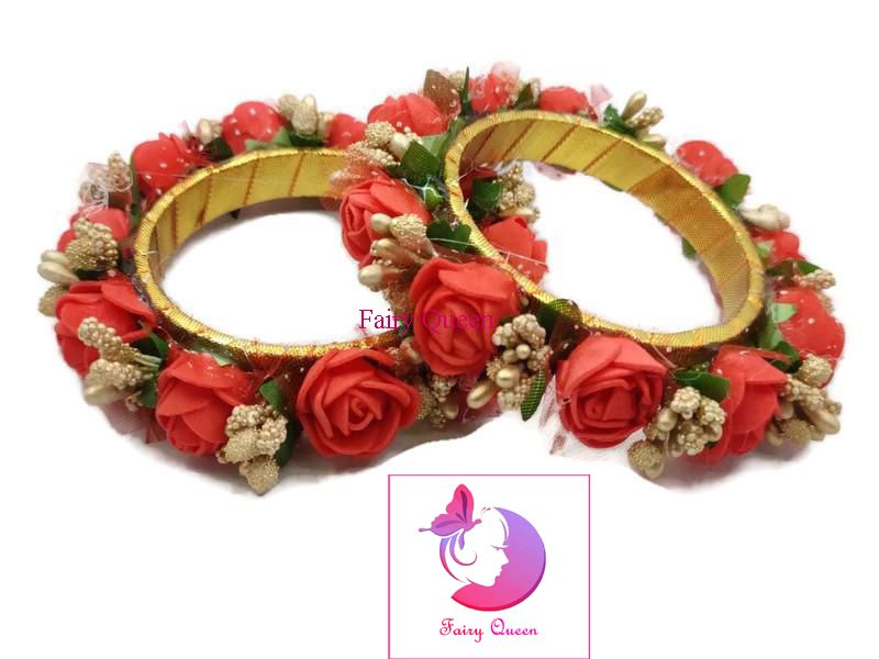 Artificial flower bridal/non bridal bangles for girls and women -1 pair