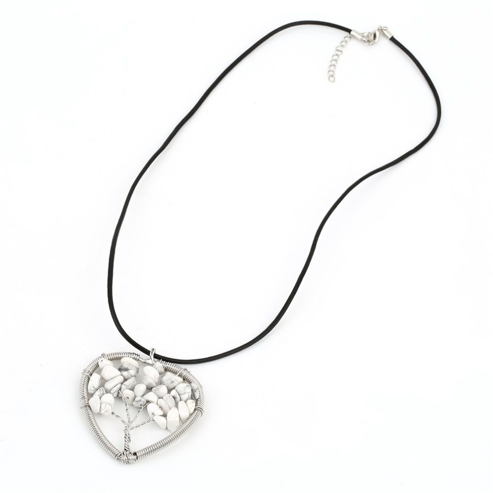 Woman Heart/Oval Opal/Miscellaneous Stone Pendant Necklace With Hide Rope