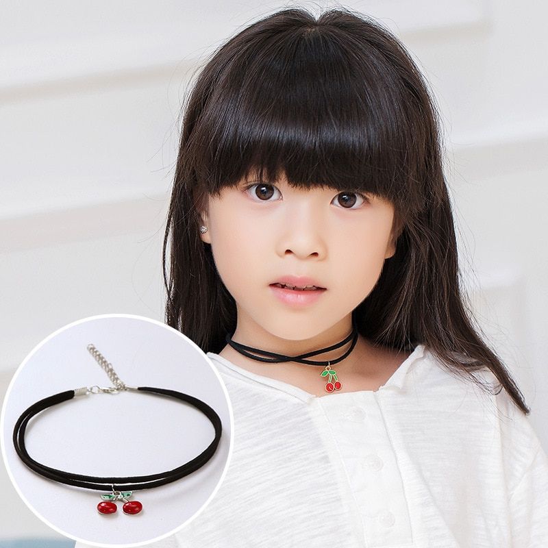 Children Necklace Girl Choker Clavicle Necklace For Children Ornament Chain Lace Elastic Knitted Collar Short Necklace For Lady