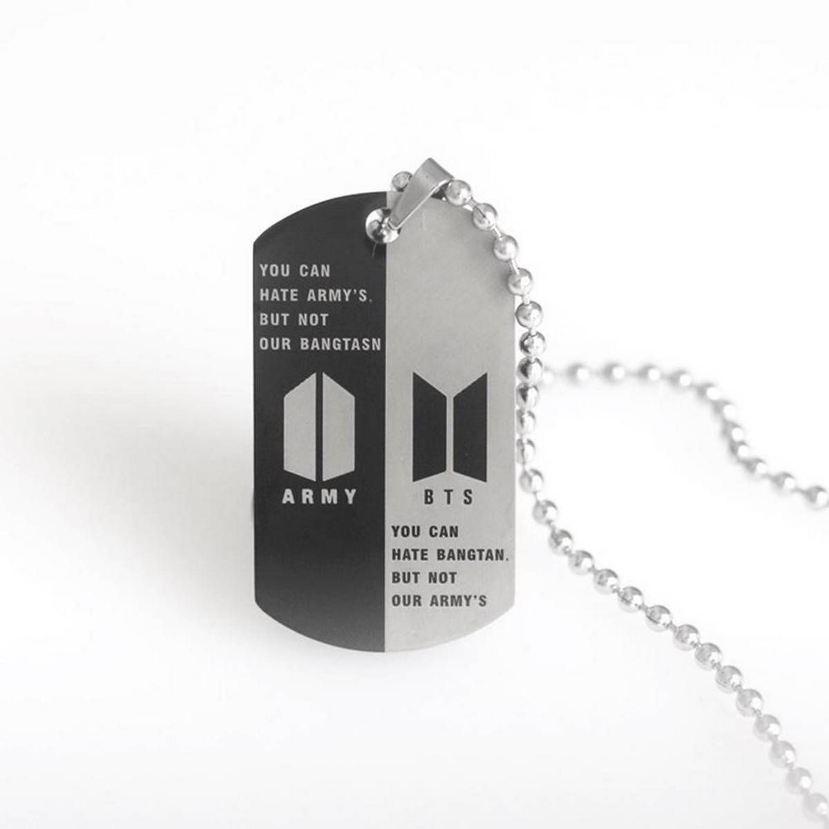 Unisex Bangtan Boys Logo Tag Stainless Steel Chain Neckace Gift