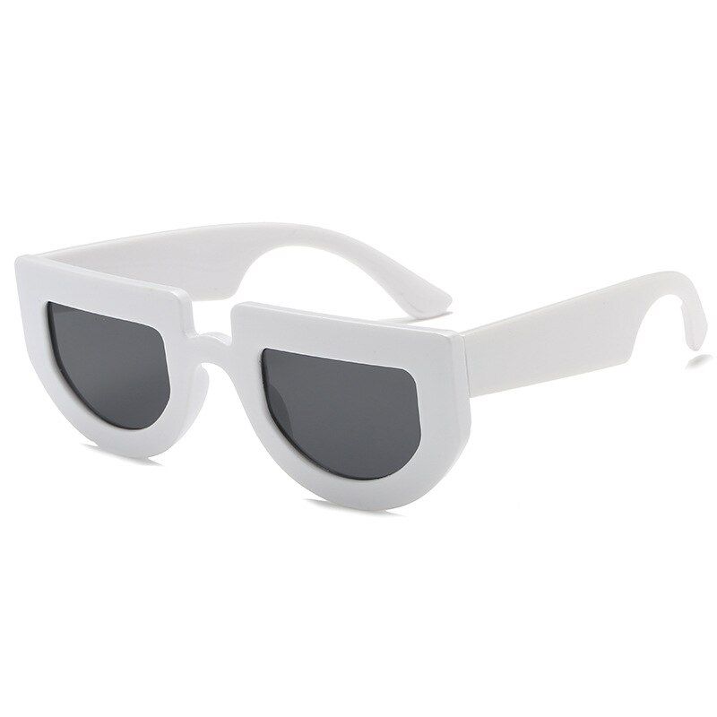 c8white half round sunglasses women thick frame black retro vintage sun glasses for women men unisex uv400