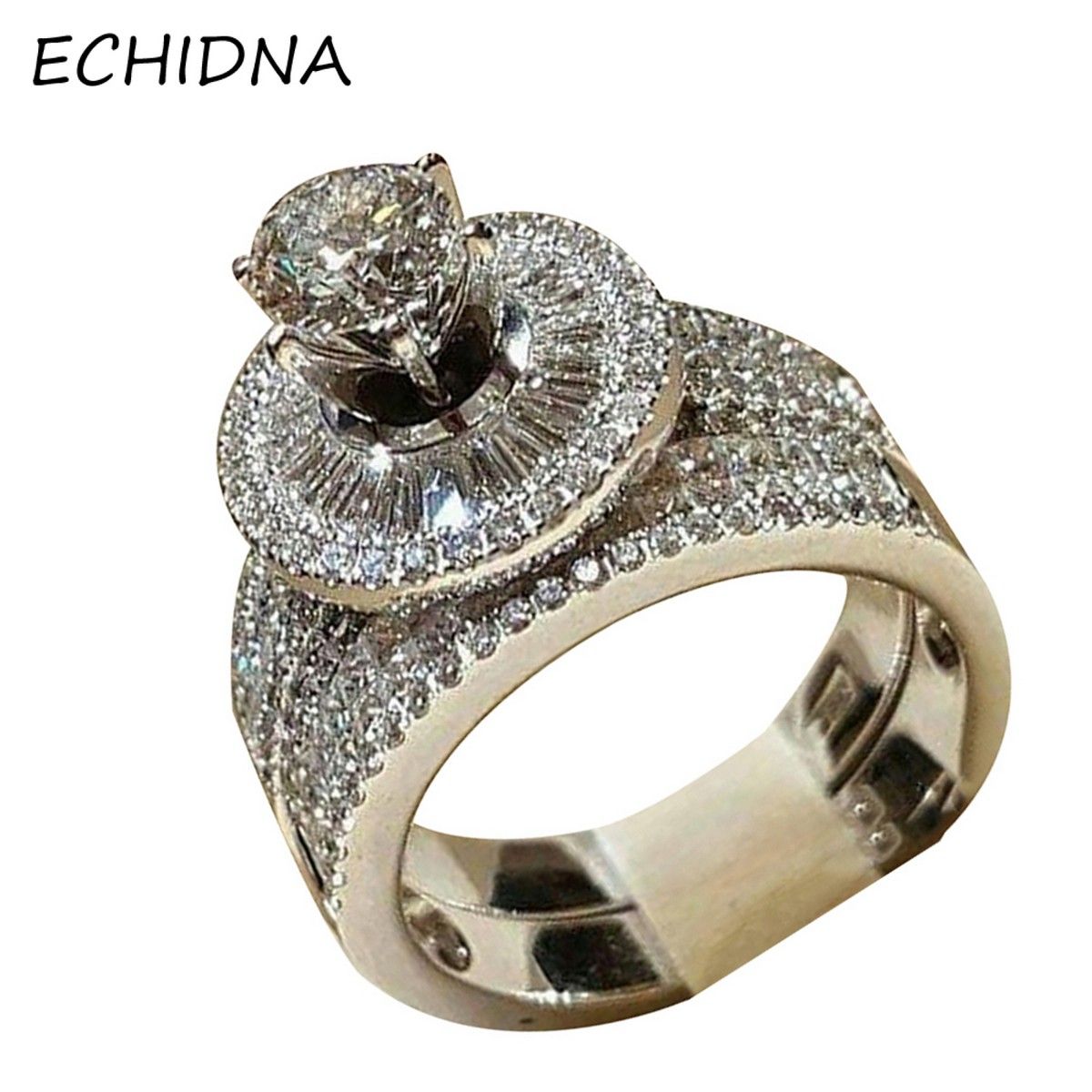 2Pcs/Set Fashion Women Cubic Zirconia Statement Engagement Jewelry