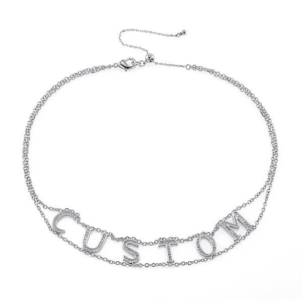 Lateefah Doule Layer Custom Pendant Women Chain Zirconia Gold Necklaces Ldies Personality Name Choker Necklace Jewelry