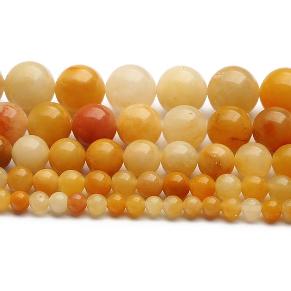 4-12mm/32-89Pcs Natural Yellow Jade Round Stone Beads for Jewelry Making DIY Bracelet Necklace