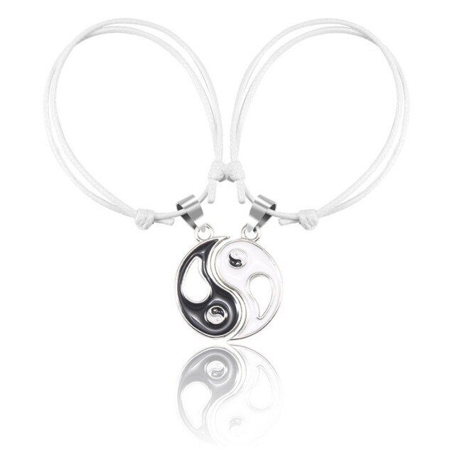 2pcs/set Yin Yang Tai Chi Bracelets For Women Men Gossip Best Friends Leather Rope Bracelet & Pendants Couple Jewelry
