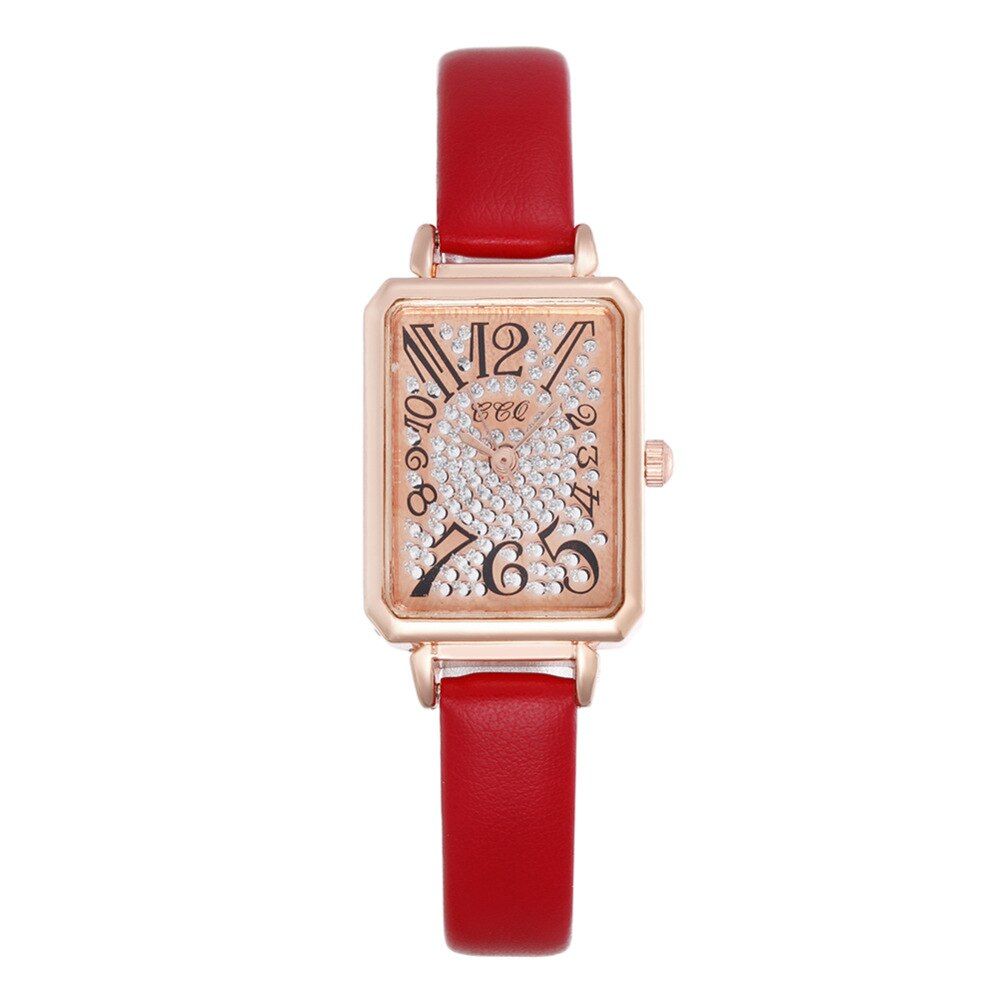 Women Diamond Watch Square Dial Bracelet Watches Elegant Ladies Leather Band Quartz Wristwatch Female Clock Zegarek Damski Reloj