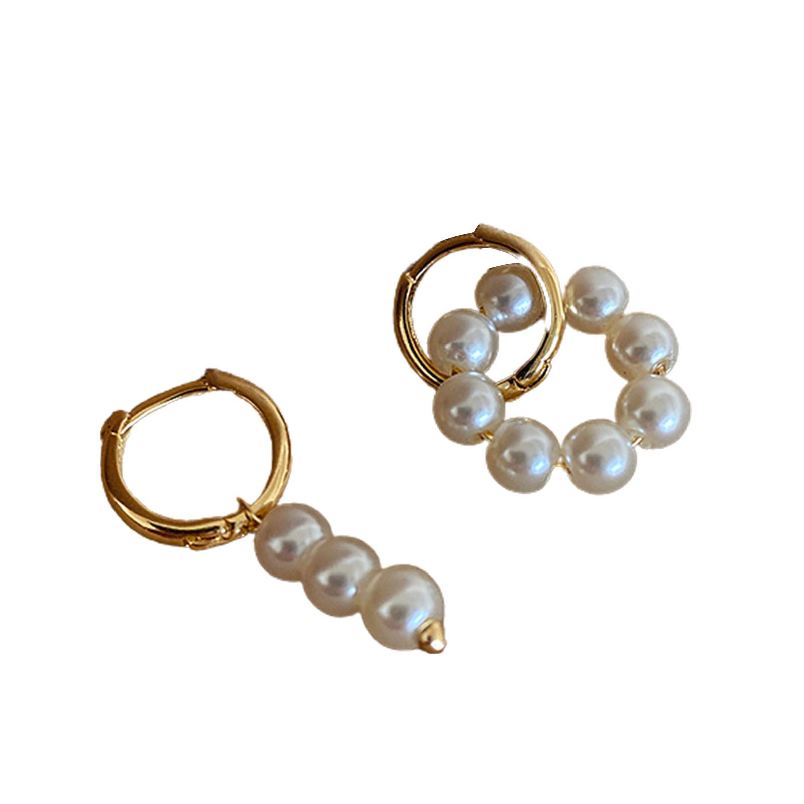 Drop Earrings Glossy Asymmetrical Faux Pearl Earrings Elegant