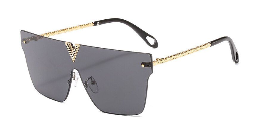 C1 black46290 One Lens Rimless Oversized Luxury Sunglasses Men Women Fashion UV400 Glasses