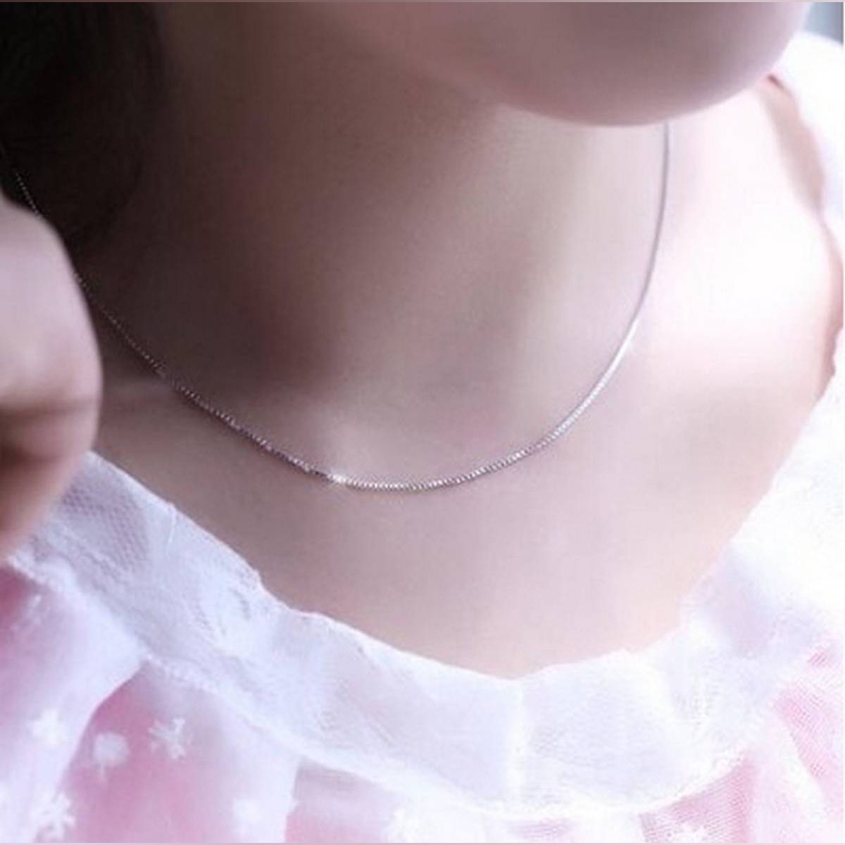 Hot sell  box chain 925 sterling silver ladies`box necklaces jewelry gift promotion(null)